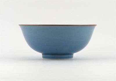 Appraisal: A Chinese lavender ground gently flared bowl with brown line