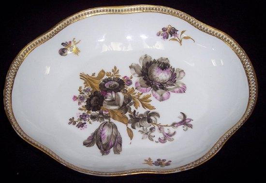 Appraisal: A Marcolini Meissen spoon tray circa - painted flowers in