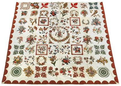 Appraisal: Fine appliqued and pieced cotton presentation quiltprobably made by rachel