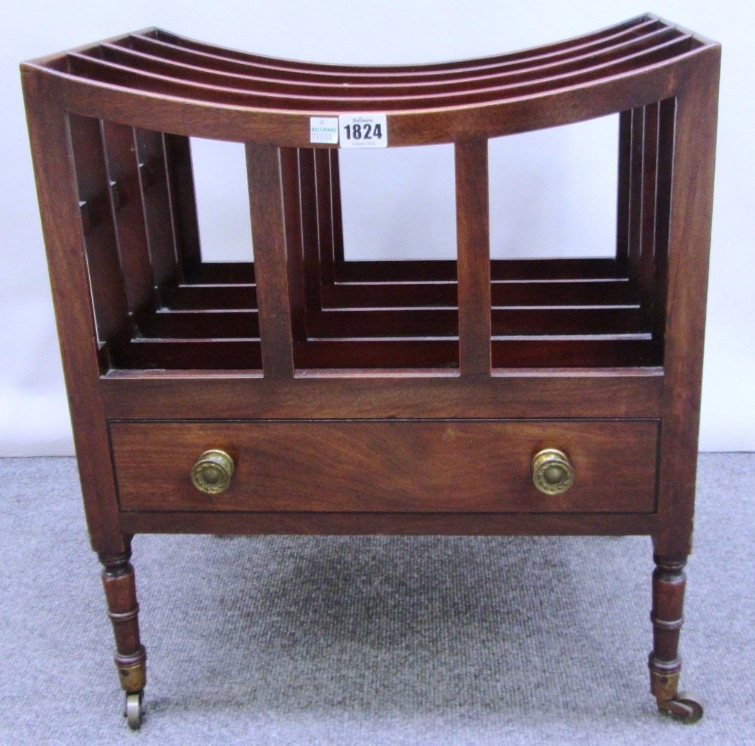 Appraisal: An early th century mahogany four division Canterbury with concave