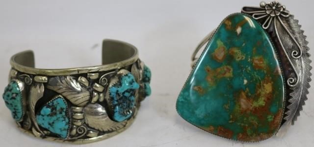 Appraisal: NAVAJO STERLING AND TURQUOISE BRACELETSTO INCLUDE ONE WITH NATURAL SPRINGS