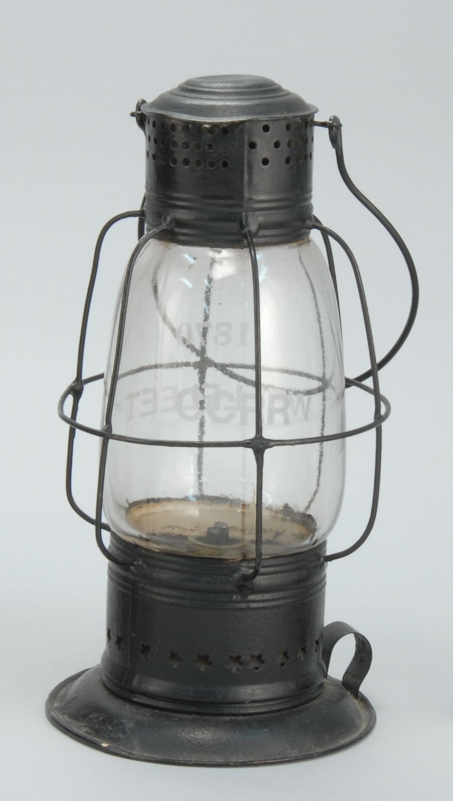 Appraisal: RARE CAPE COD RAILROAD LANTERN th CenturyIn black-painted metal Clear