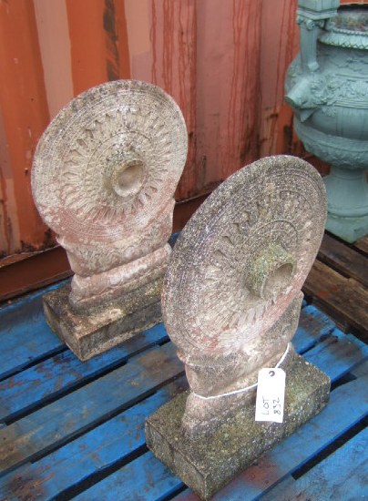 Appraisal: A pair of reconstituted stone finials in the form of