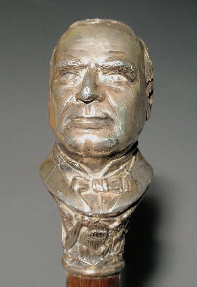 Appraisal: Cane with cast metal bust of President William McKinley inscribed