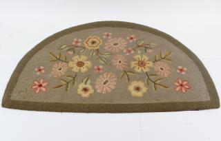 Appraisal: HOOKED HEARTH RUG x - s Vintage Demilune Hearth Rug