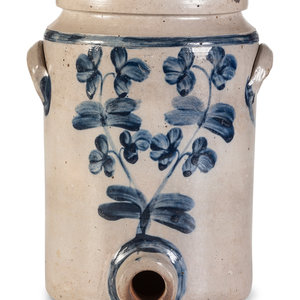 Appraisal: A Cobalt Decorated Stoneware Three-Gallon Water Cooler Baltimore Maryland th