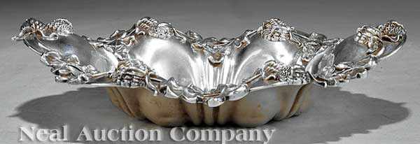 Appraisal: An American Art Nouveau Sterling Silver Repouss Oval Bowl Wm