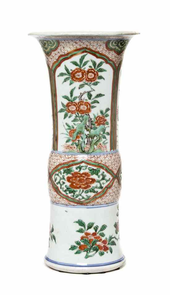 Appraisal: A Chinese Famille Verte Gu Form Vase the projecting mid-section