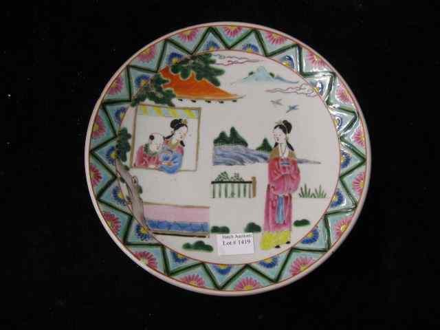 Appraisal: Oriental Porcelain Cabinet Plate villagers signed '' excellent