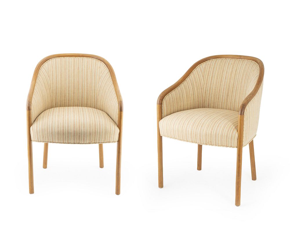 Appraisal: A Pair of Ward Bennet Upholstered Bentwood Chairs A Pair