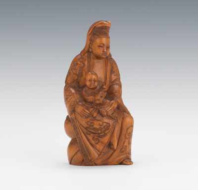 Appraisal: Wood Carving of Quan Am Bodhisattva with Baby th Century