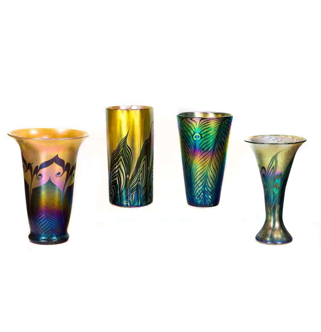 Appraisal: LOT OF LUNDBERG STUDIOS IRIDESCENT GLASS VASES Lot of Lundberg