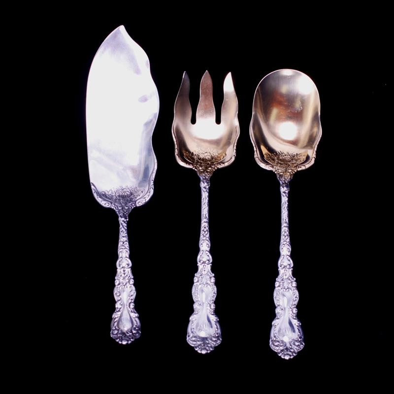 Appraisal: Three Gorham Imperial Chrysanthemum Gold Washed Sterling Silver fish slice