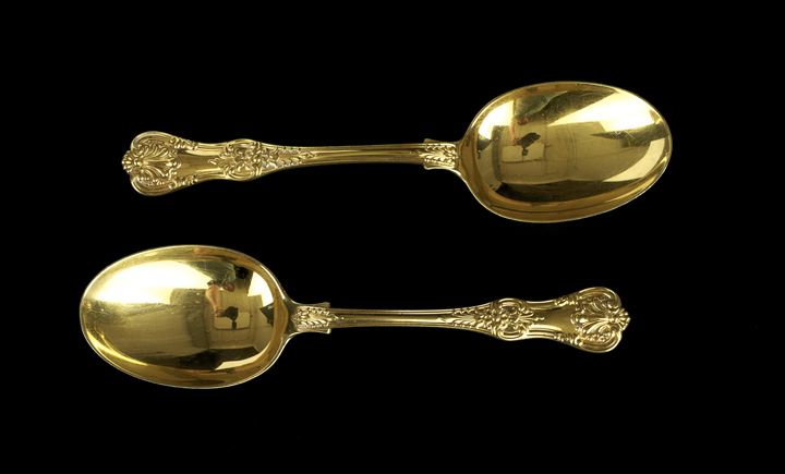 Appraisal: Pair of Tiffany Co English King -Pattern Sterling Silver Gilt