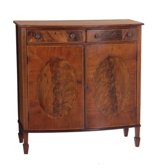 Appraisal: Edwardian inlaid mahogany bowfront side cabinet circa drawers over oval-inlaid