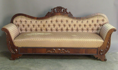 Appraisal: Victorian mahogany sofa th c