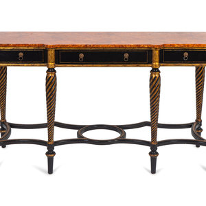 Appraisal: A Regency Style Painted Console TH CENTURY With faux marbre