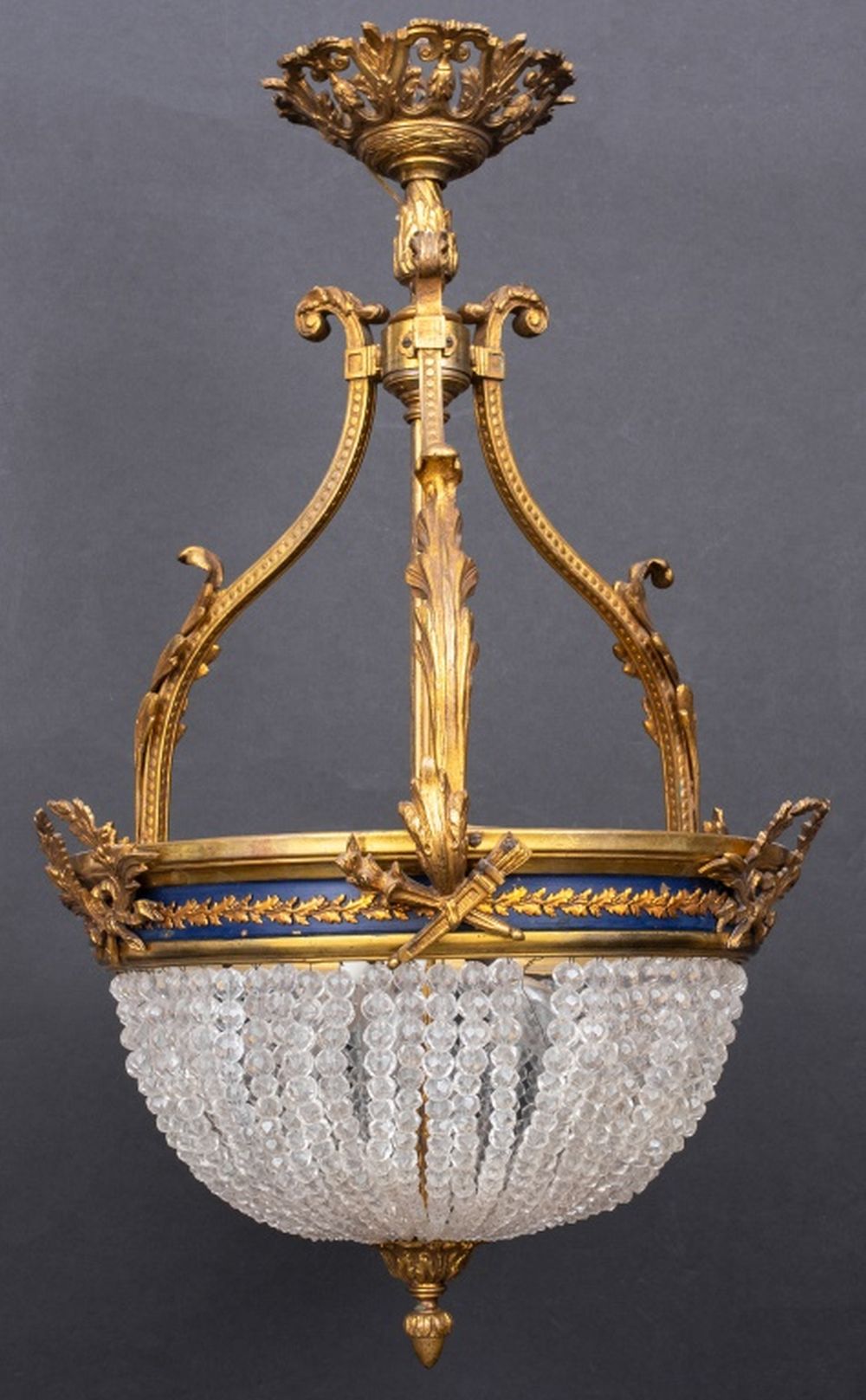 Appraisal: EMPIRE STYLE MONTGOLFIER CRYSTAL BASKET CHANDELIER Empire style Montgolfier basket