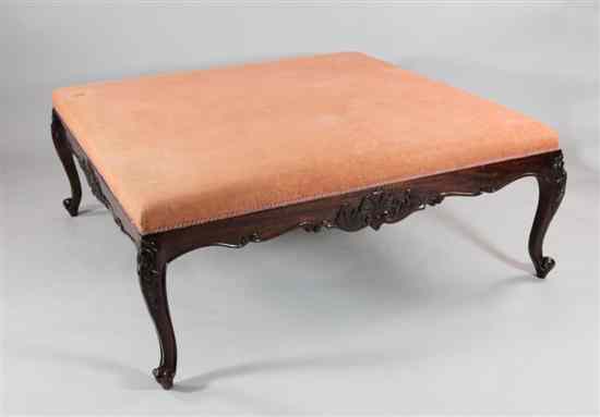 Appraisal: A large Victorian mahogany carved square stool on cabriole legs