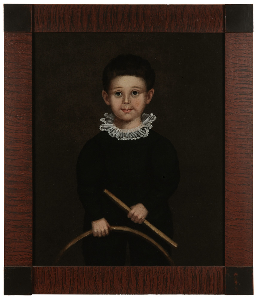 Appraisal: American School th century Boy With a Hoop and Stick