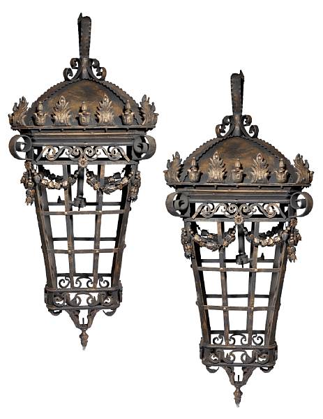 Appraisal: A pair of Baroque style parcel gilt iron and t