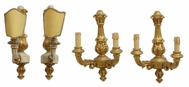 Appraisal: lot of French Louis XVI style giltwood wall sconces th