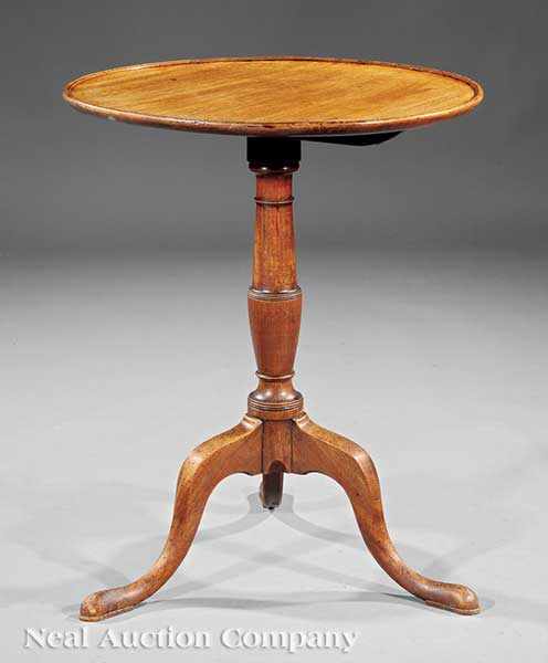 Appraisal: A George III Carved Mahogany Tilt-Top Candlestand c dished top