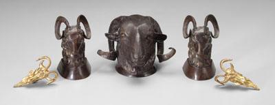 Appraisal: Bronze rams heads pair ram s head mounts probably handles