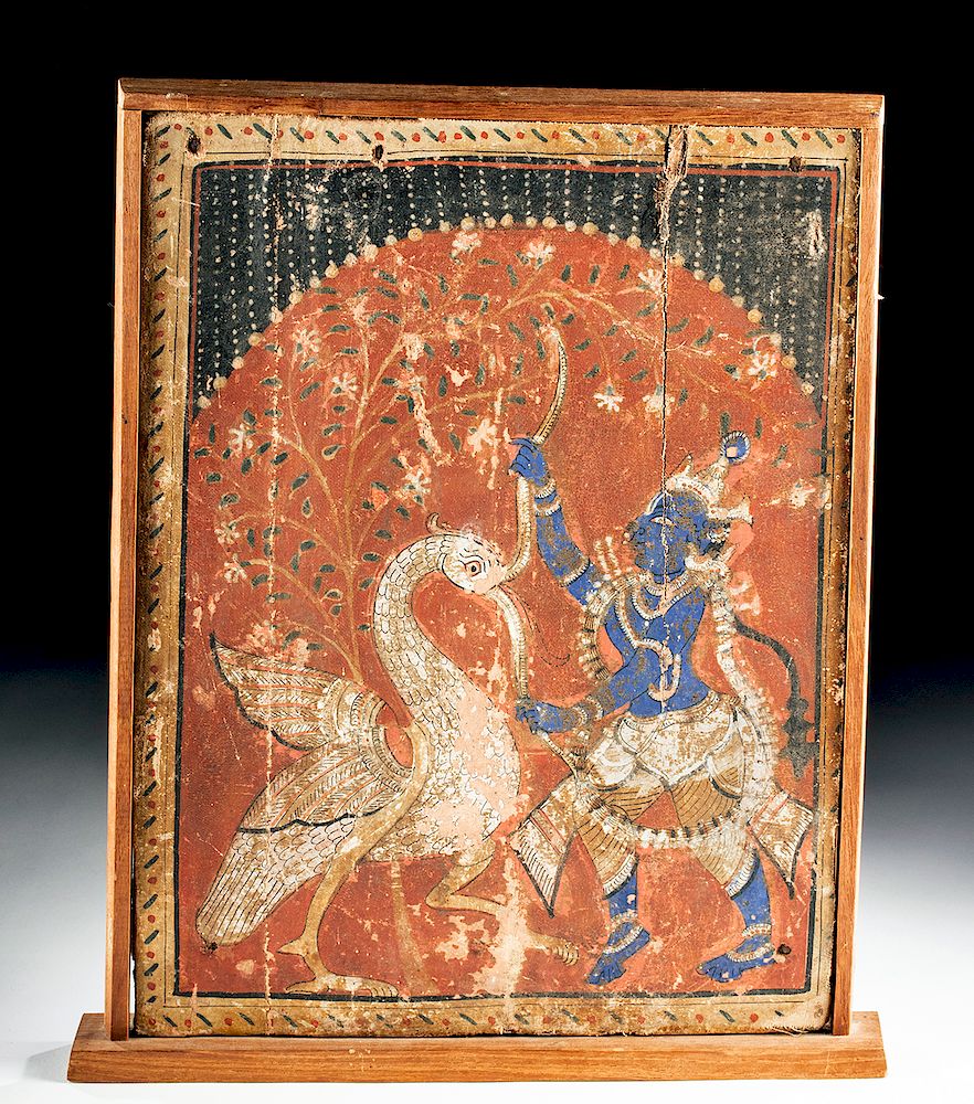 Appraisal: th C Indian Painting of Krishna and Bakasura Central Asia