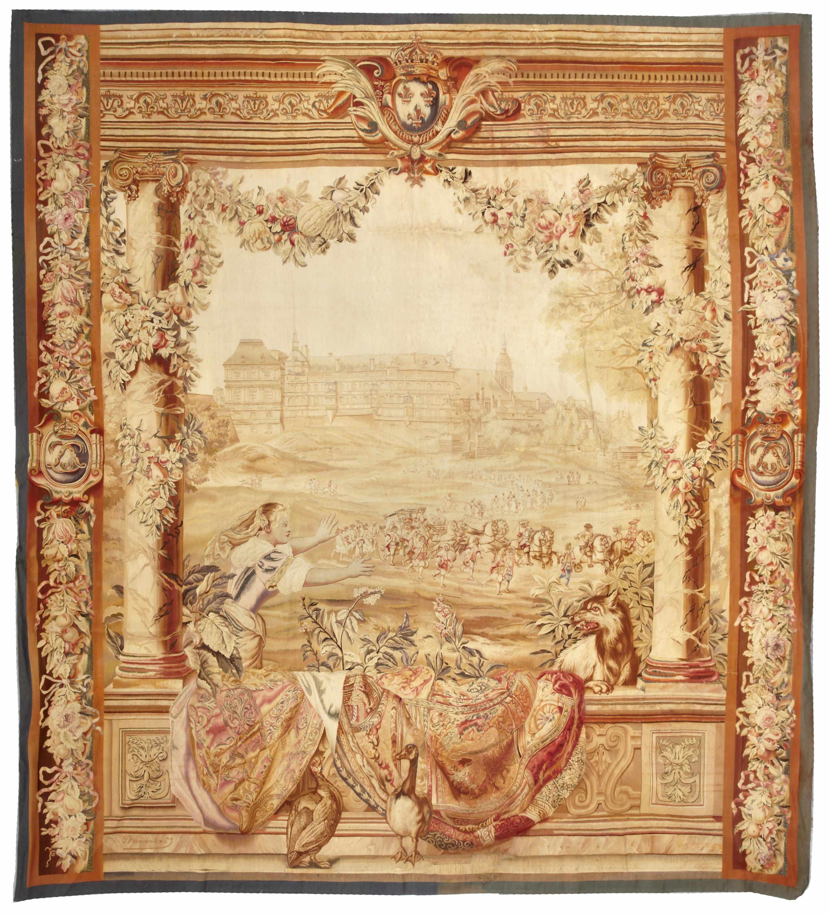 Appraisal: An Aubusson tapestry France th centurysize approximately ft in x