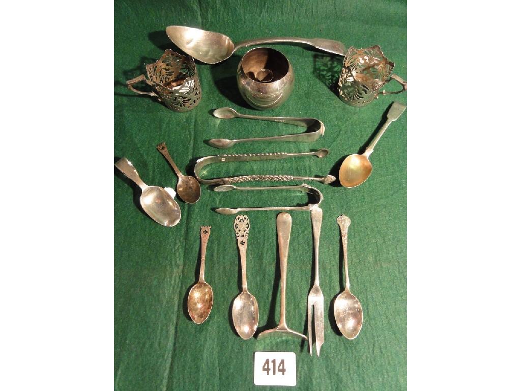 Appraisal: A mixed lot of silver consisting of teaspoons a tongue