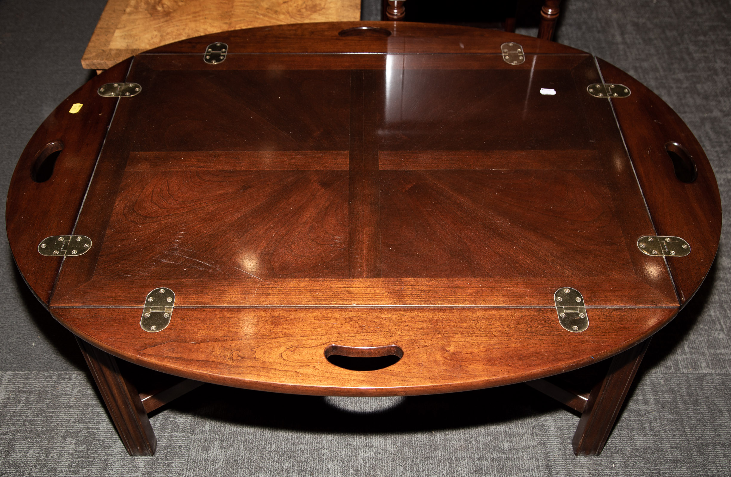 Appraisal: A GEORGIAN STYLE BUTLERS TRAY TABLE Approximately in H