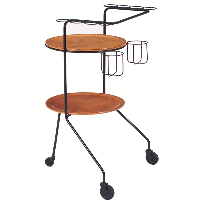 Appraisal: Tony Paul bar cart s black enameled metal frame with