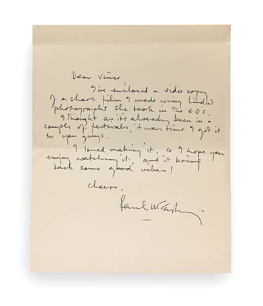 Appraisal: A Paul McCartney letter handwritten to Vince Welnick circa s