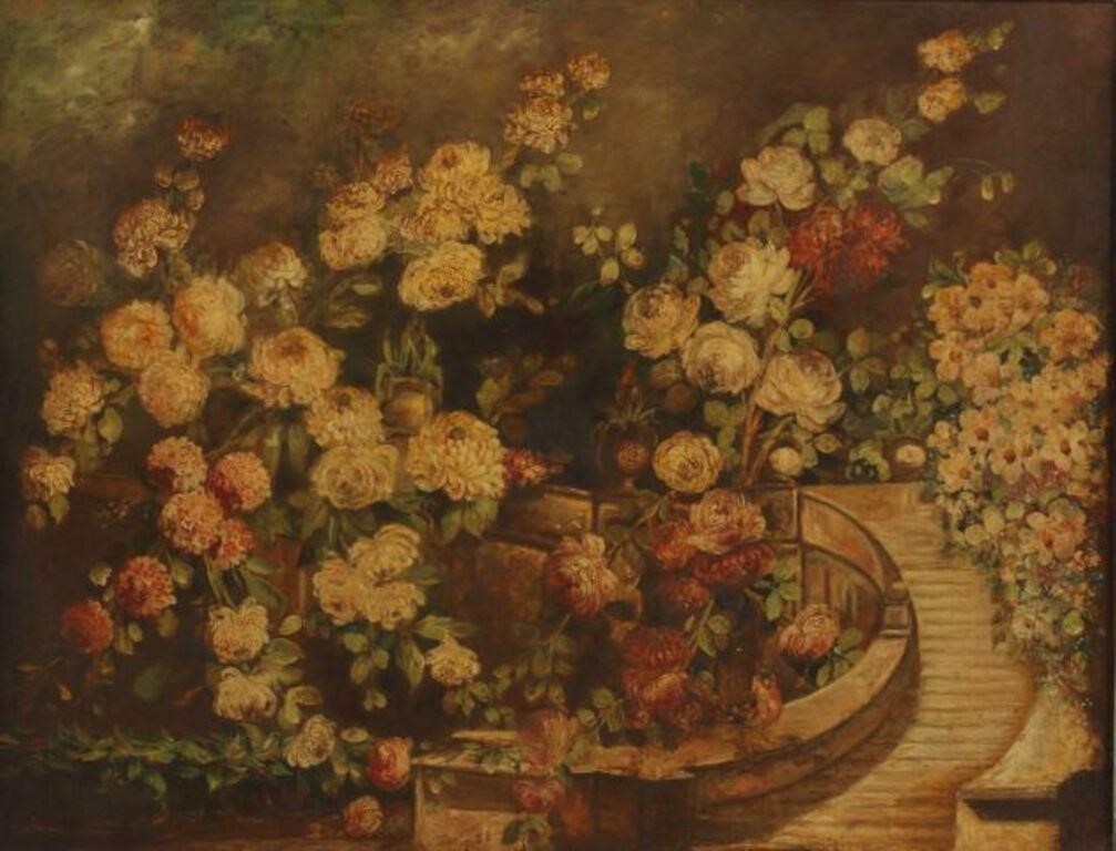 Appraisal: Framed oil on canvas painting Still Life with Flowers Vittorio