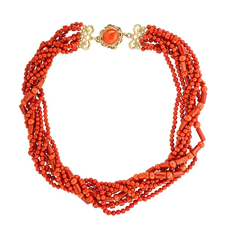 Appraisal: STRAND RED DEEP ORANGE CORAL TORSADE NECKLACE Condition Report