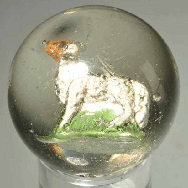 Appraisal: Painted Lamb Sulphide Marble Description Face is painted tan with