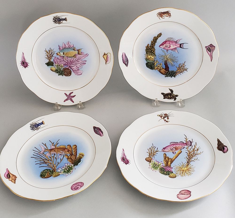 Appraisal: Four Hand Painted Herend Hungary Bermuda Reef Fish Plates Four