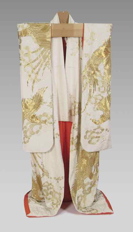 Appraisal: JAPANESE WEDDING KIMONO Exquisitely embroidered with gold threads in an