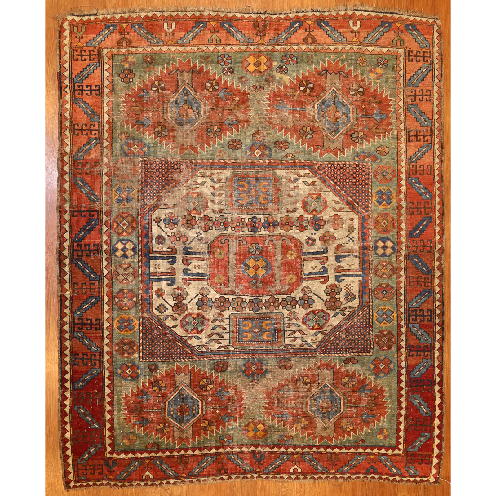 Appraisal: ANTIQUE KAZAK RUG CAUCASUS X First quarter- th century hand-knotted