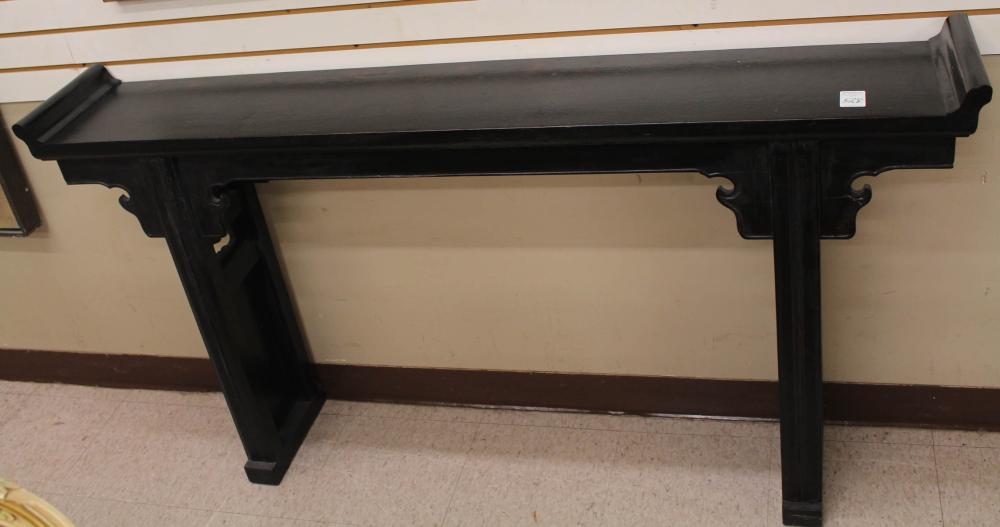 Appraisal: CHINESE MING STYLE ALTAR CONSOLE TABLE black finished hardwood H