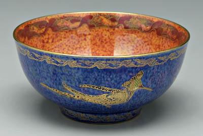 Appraisal: Wedgwood luster bowl exterior with gilt birds on mottled blue