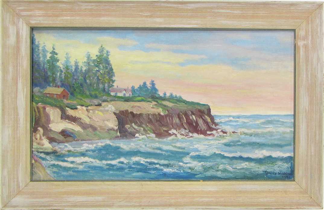 Appraisal: OSCAR HUKARI Oregon - Oil on Masonite Pirate Cove Depoe