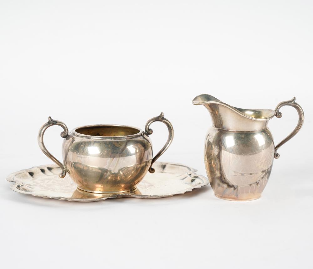 Appraisal: GORHAM STERLING SUGAR CREAMER TRAYProvidence Rhode Island each piece with