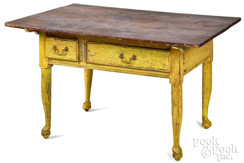 Appraisal: Southern painted hard pine tavern table late th Southern painted