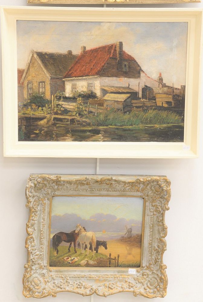 Appraisal: Three paintings to include Henry Charles Fox - oil on