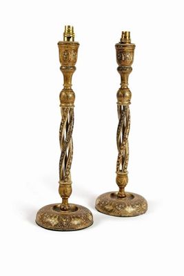 Appraisal: A pair of Kashmiri table lamps in cm h