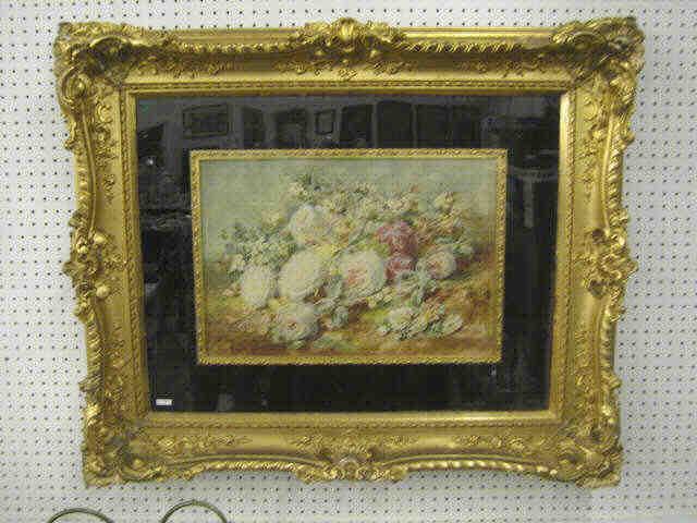 Appraisal: Julian Letour Watercolor floral still life in great carved gesso