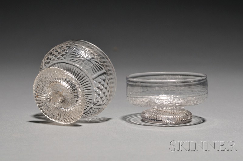 Appraisal: Two Colorless Blown Three-mold Glass Master Salts probably the Boston