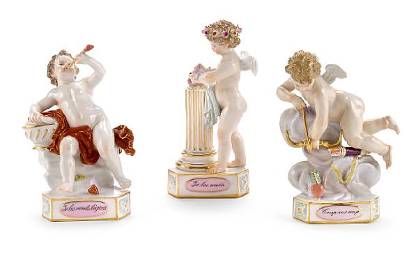 Appraisal: A group of three Meissen porcelain models of Devisenkinder after